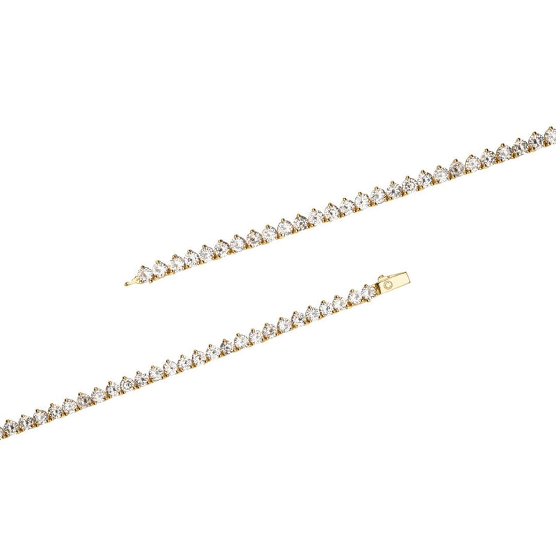 3 Prong Tennis Chain (4mm) - Gold