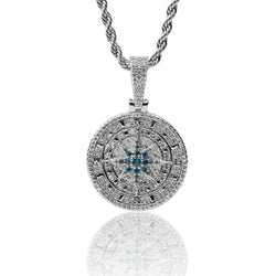 Iced Compass Pendant - White Gold