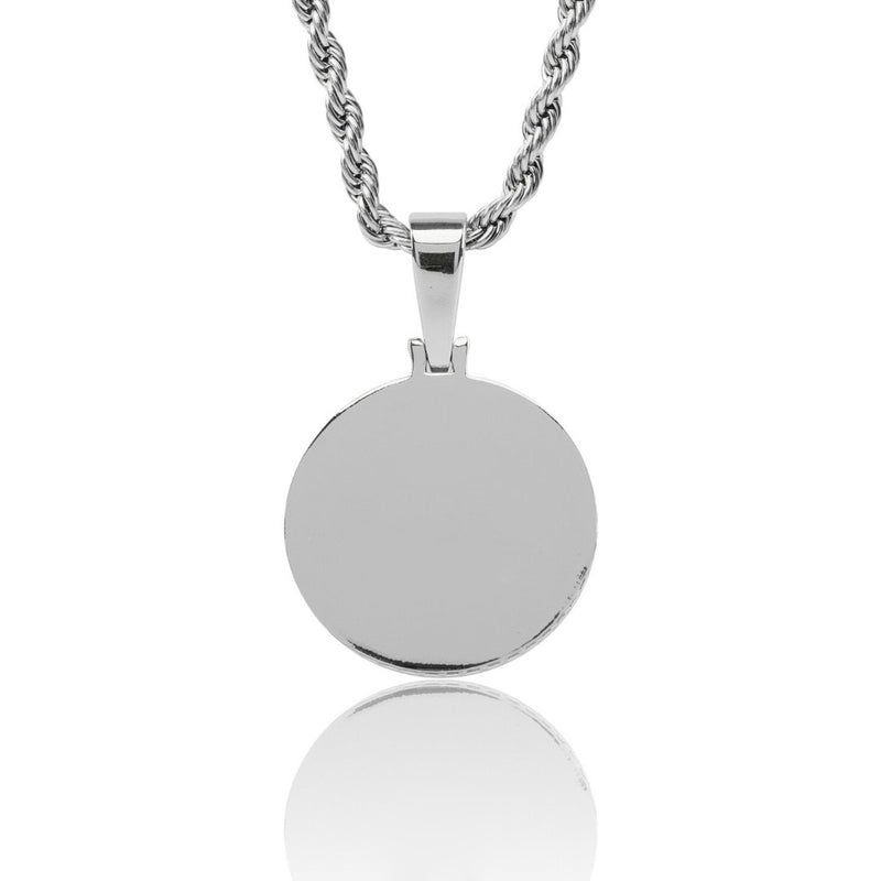 Iced Compass Pendant - White Gold