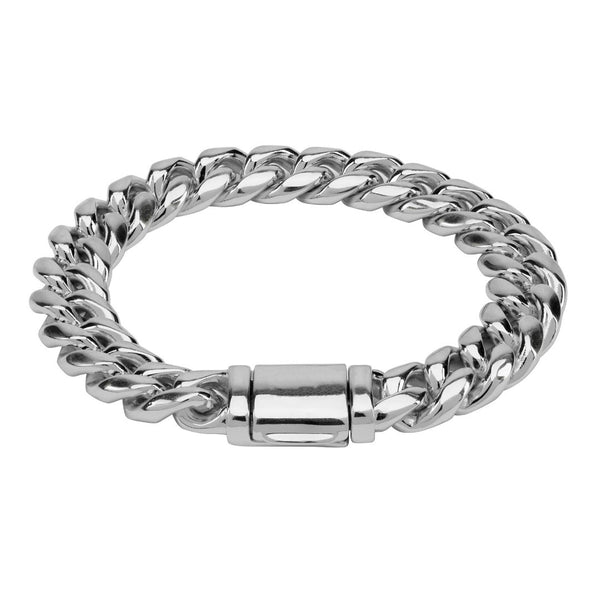 12mm Miami Cuban Link Bracelet - White Gold