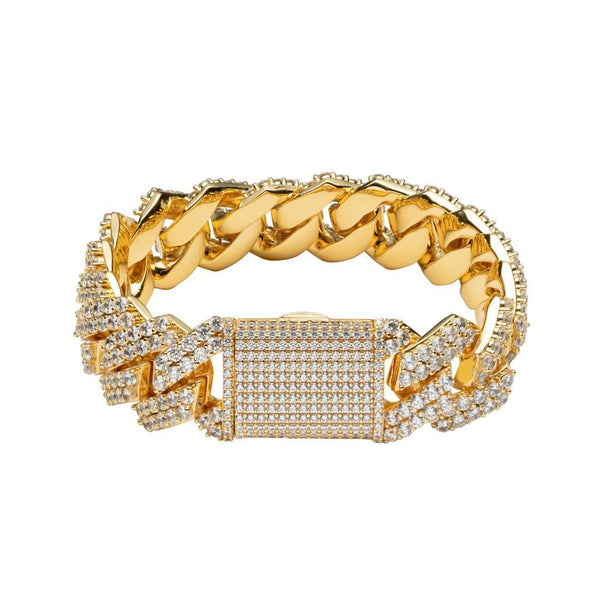 19mm Diamond Prong Link Bracelet - Gold