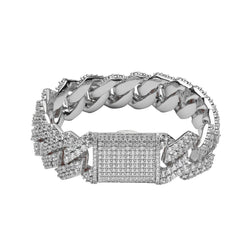 19mm Diamond Prong Link Bracelet - White Gold