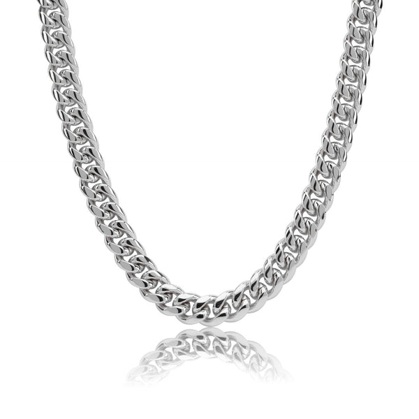 12mm Miami Cuban Link Chain - White Gold