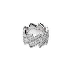 Baguette Prong Cuban Ring - White Gold