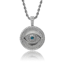 Iced Eye Pendant - White Gold