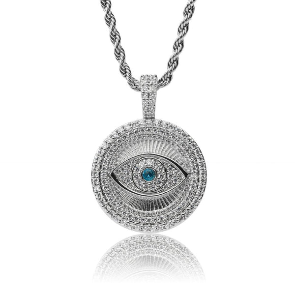 Iced Eye Pendant - White Gold