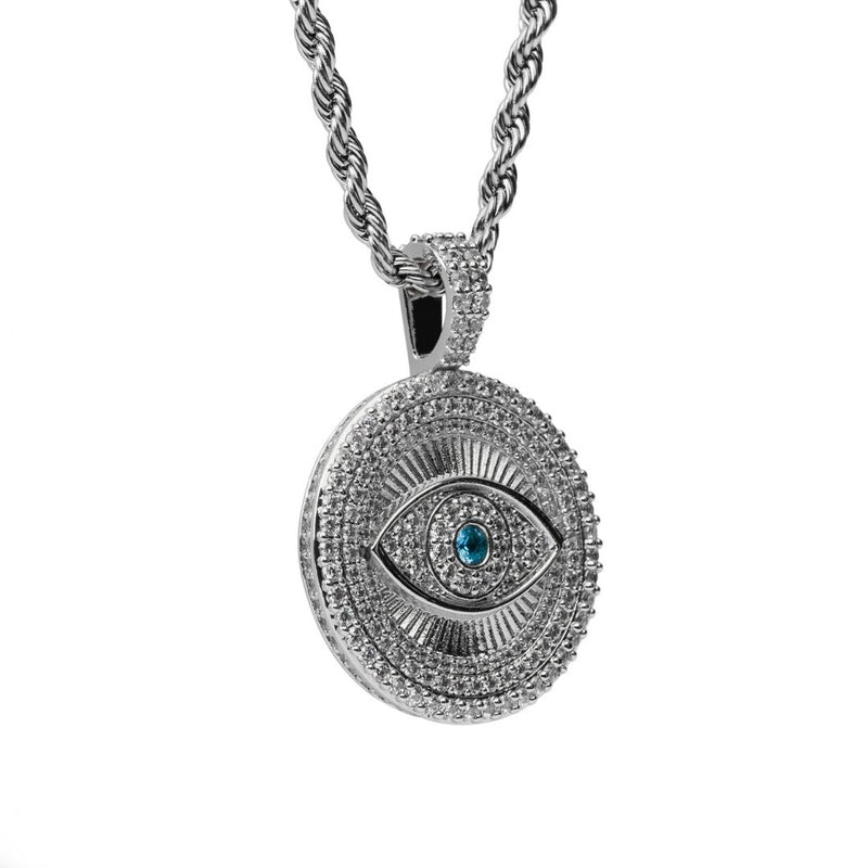 Iced Eye Pendant - White Gold