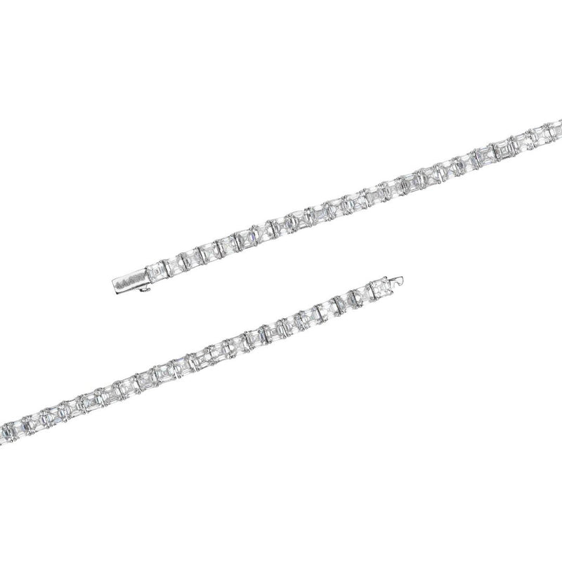 5mm Baguette Tennis Bracelet - White Gold