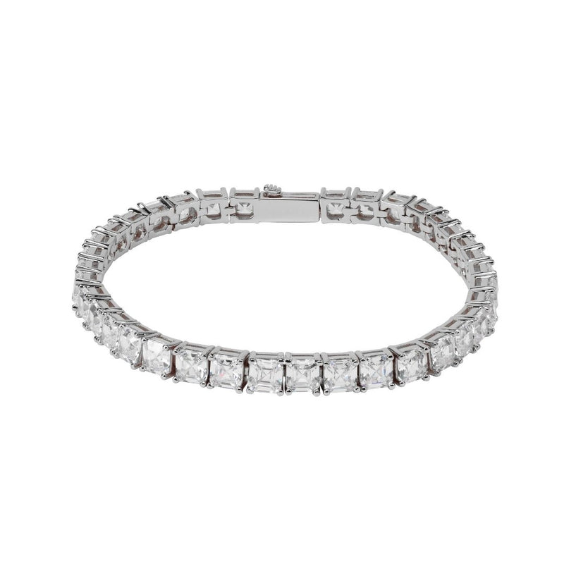 5mm Baguette Tennis Bracelet - White Gold