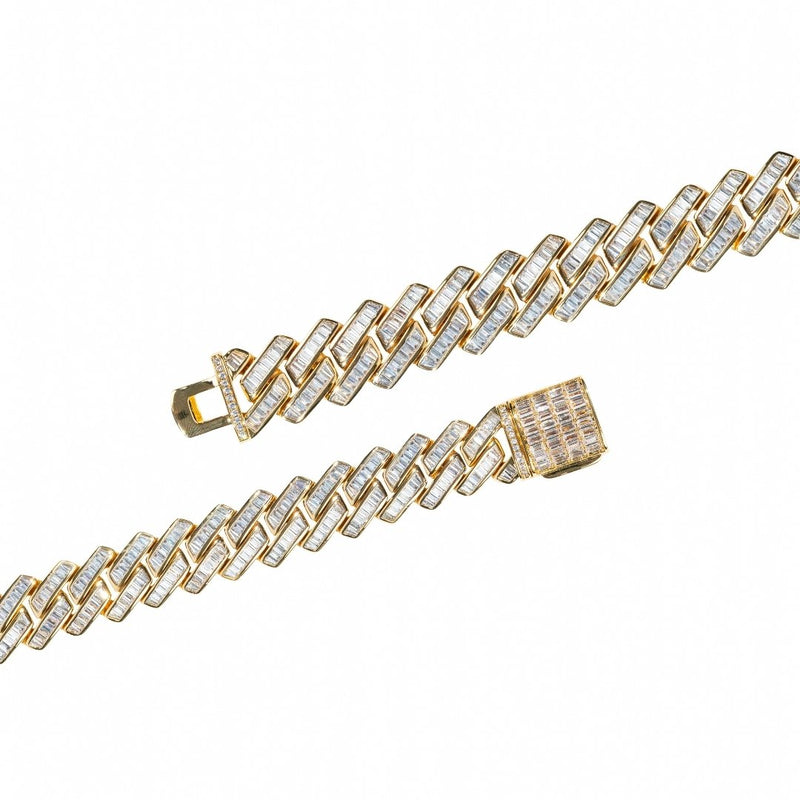 19mm Baguette Prong Link Bracelet - Gold