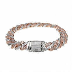 10mm Diamond Prong Link Bracelet - 2 Tone