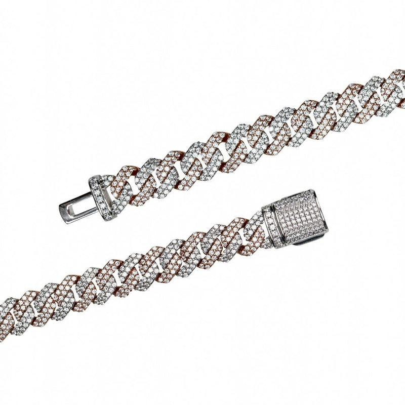 10mm Diamond Prong Link Bracelet - 2 Tone