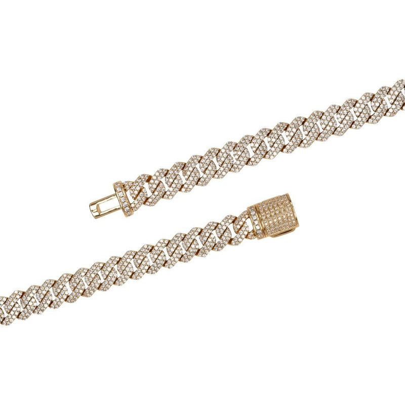 10mm Diamond Prong Link Bracelet - Gold