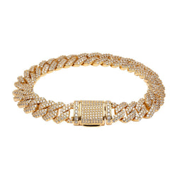 10mm Diamond Prong Link Bracelet - Gold