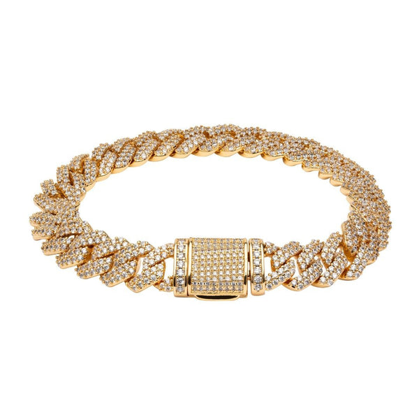 10mm Diamond Prong Link Bracelet - Gold