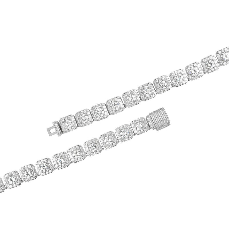 10mm Clustered Tennis Bracelet - White Gold